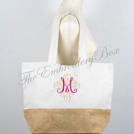 Personalized Embroidered Swirl Tote Bag / Beach Bag