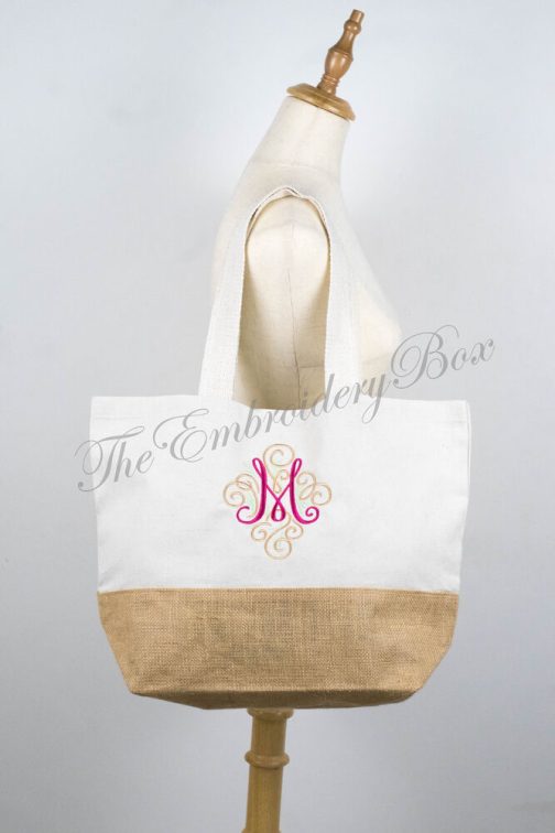 Personalized Embroidered Swirl Tote Bag / Beach Bag