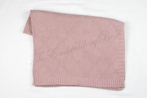 Personalized Embroidered Baby/Kids Diamond Texture Knitted Blanket - Image 5