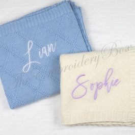 Personalized Embroidered Baby/Kids Diamond Texture Knitted Blanket