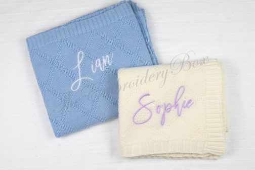 Personalized Embroidered Baby/Kids Diamond Texture Knitted Blanket