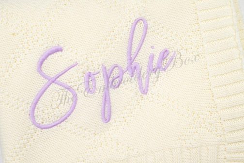 Personalized Embroidered Baby/Kids Diamond Texture Knitted Blanket - Image 3