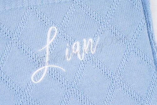 Personalized Embroidered Baby/Kids Diamond Texture Knitted Blanket - Image 4