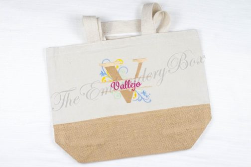 Personalized Embroidered Split Monogram Tote Bag / Beach Bag