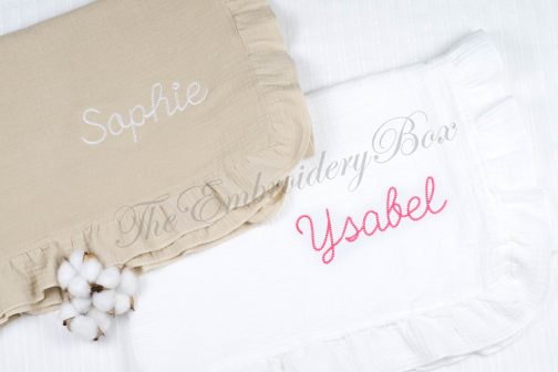 Personalized Embroidered Baby/Kids Ruffled Blanket