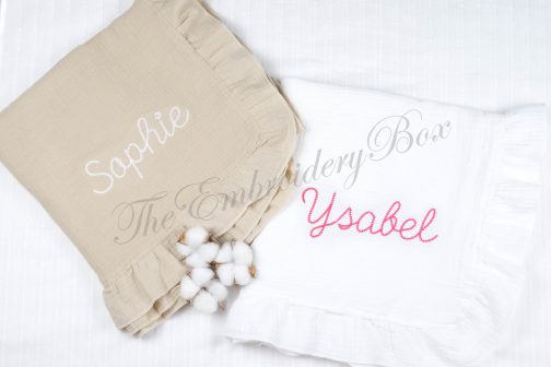Personalized Embroidered Baby/Kids Ruffled Blanket - Image 2