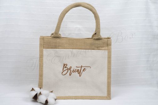Personalized Embroidered Eco Jute Bag  (Junior Size)