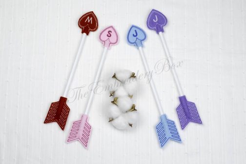 Personalized Embroidered Arrow Heart Pencil Topper