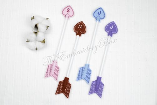 Personalized Embroidered Arrow Heart Pencil Topper - Image 3