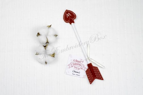 Personalized Embroidered Arrow Heart Pencil Topper - Image 4
