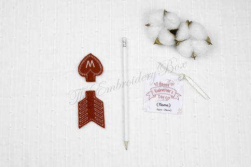 Personalized Embroidered Arrow Heart Pencil Topper - Image 5