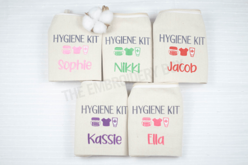 Personalized Embroidered Hygiene Kit Pouch Bag