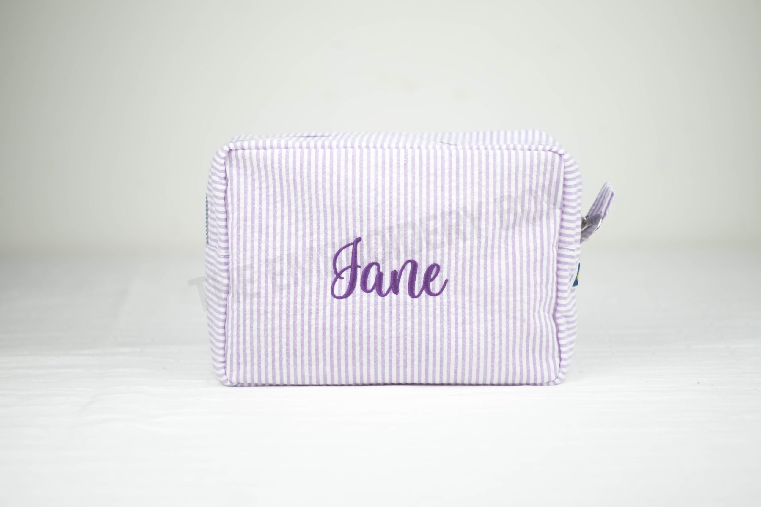 Personalized Embroidered Striped Pouch Bag - Image 5