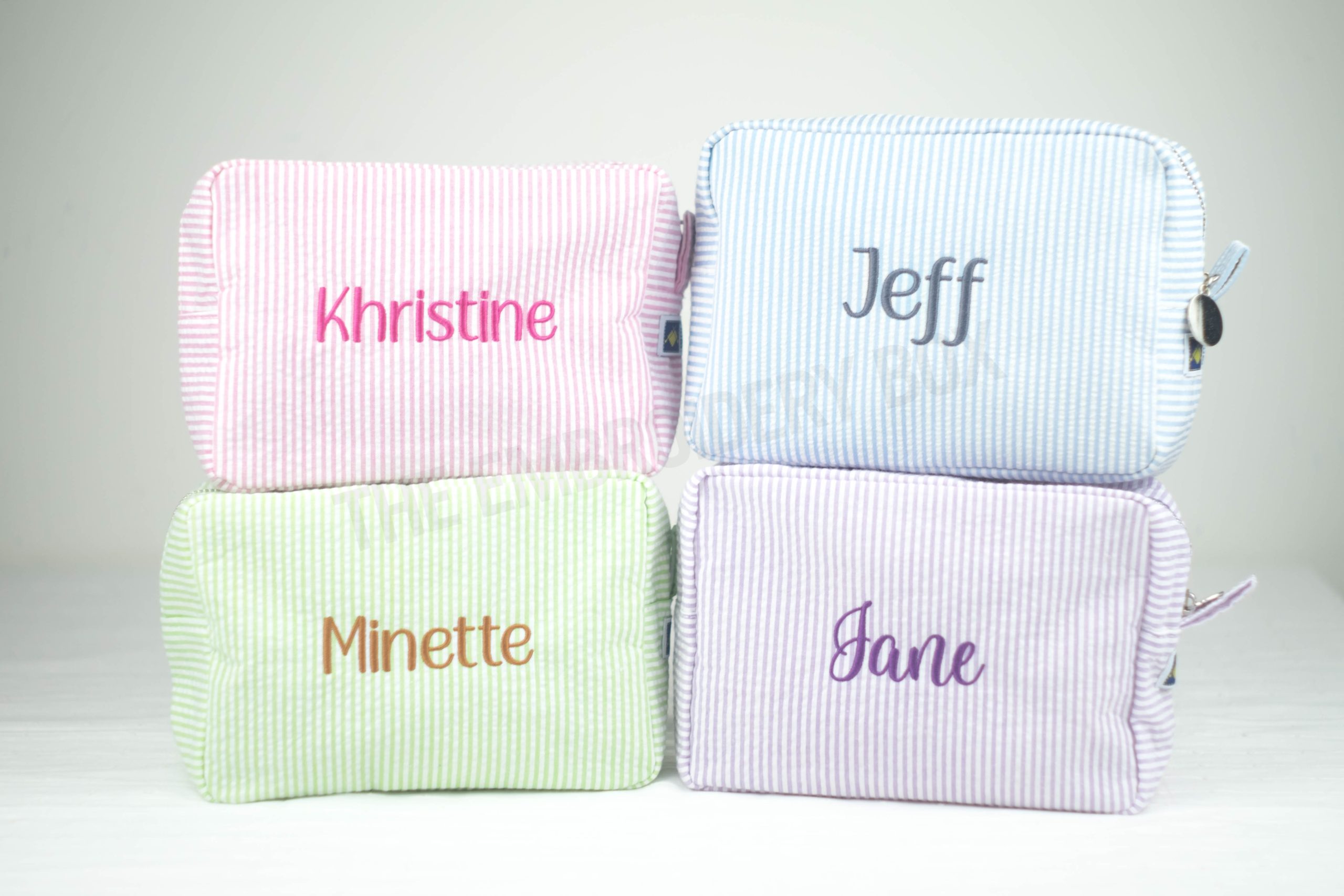 Personalized Embroidered Striped Pouch Bag - Image 2