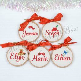 Personalized Embroidered Christmas Wooden Hoop