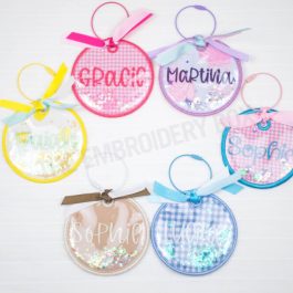 Personalized Embroidered Bag Tag Shaker